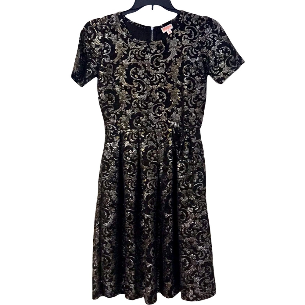 Lularoe Elegant Amelia Shimmering Pleated Dress with Pockets - Medium